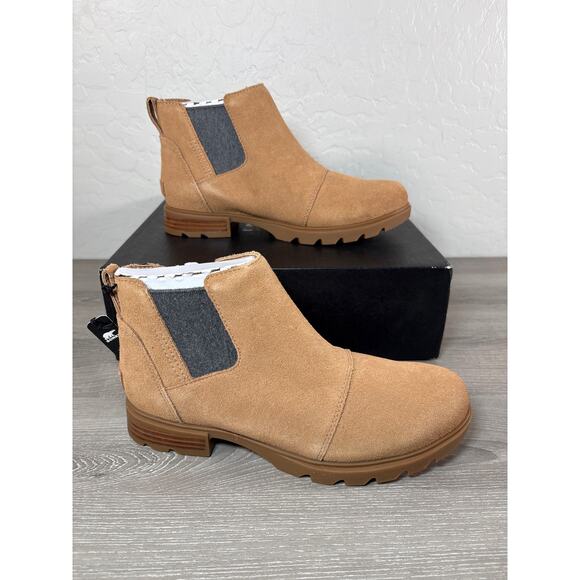 Sorel Tawny Buff Gum 2 Women's Brown Suede Chelsea WP Boots Size 8.5 EU 39.5 NIB - Picture 1 of 8